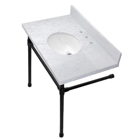 Fauceture KVPB36M80ST Dreyfuss 36" Console Sink Set, Marble White/Matte Black KVPB36M80ST